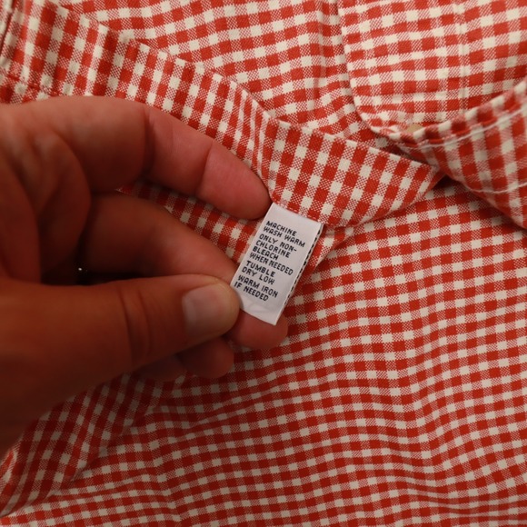 Ralph Lauren Orange Custom Fit Gingham Check Button Up Shirt Men's size Small - Picture 8 of 8